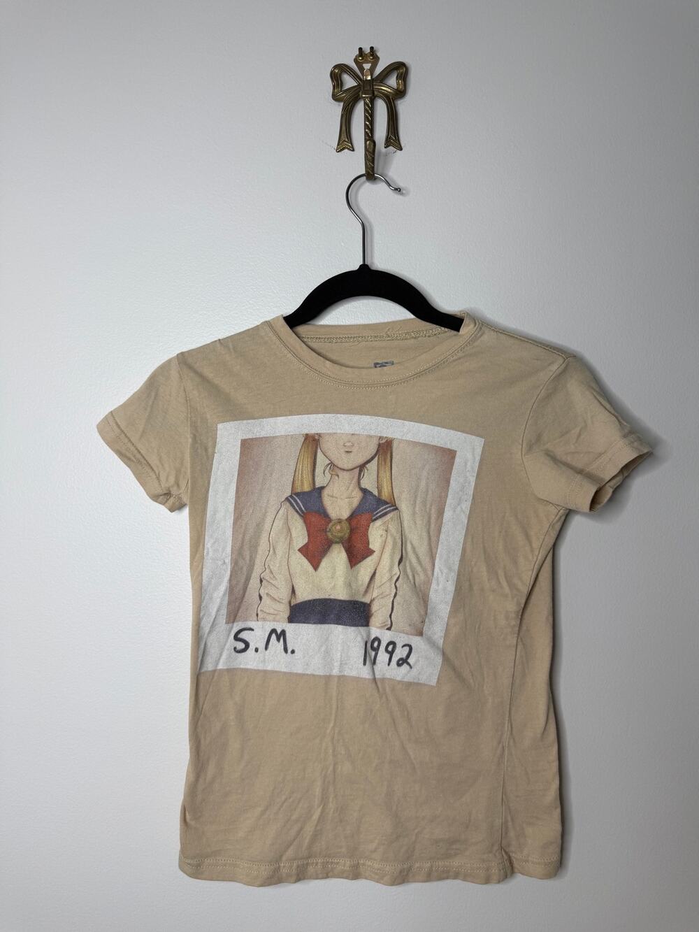 Teefury Sailor Moon Beige Tan S.M. 1989 Polaroid Tee 100% cotton Top S